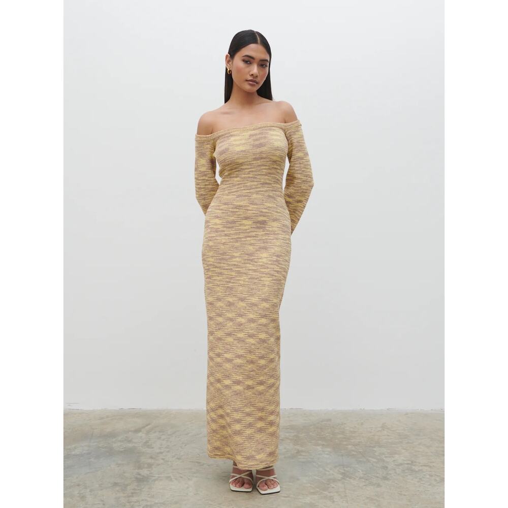 NEW Pretty Lavish Joanna Bardot Off Shoulder Knit Midi Maxi Bodycon Dress Size M - Picture 6 of 11